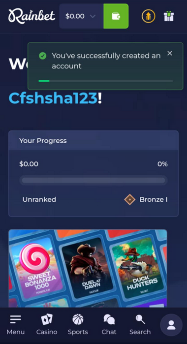 Rainbet Casino Registration Process Image 2