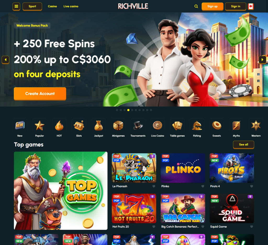Richville Casino Desktop Preview 1