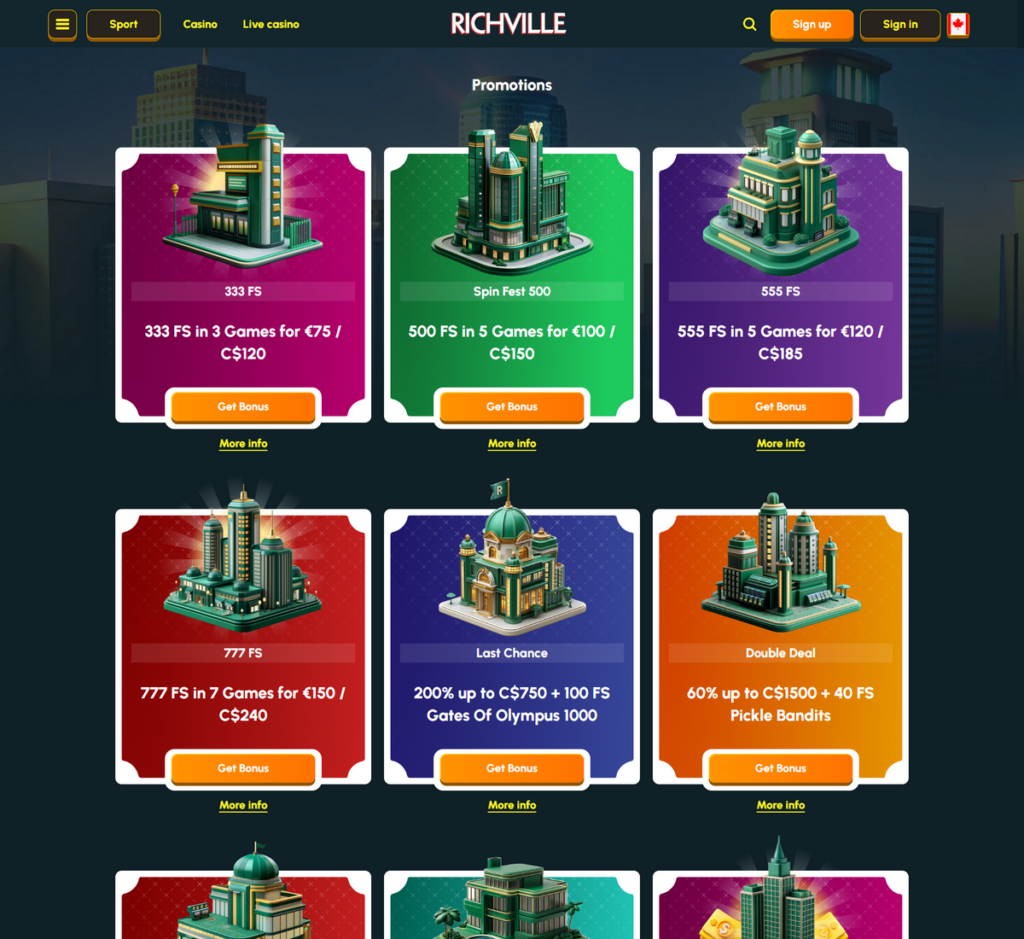 Richville Casino Desktop Preview 2