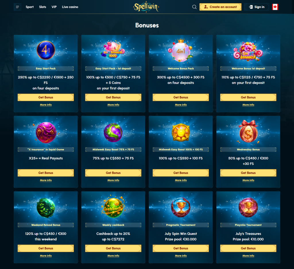 SpellWin Casino Desktop Preview 2