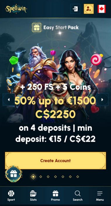SpellWin Casino Mobile Preview 2