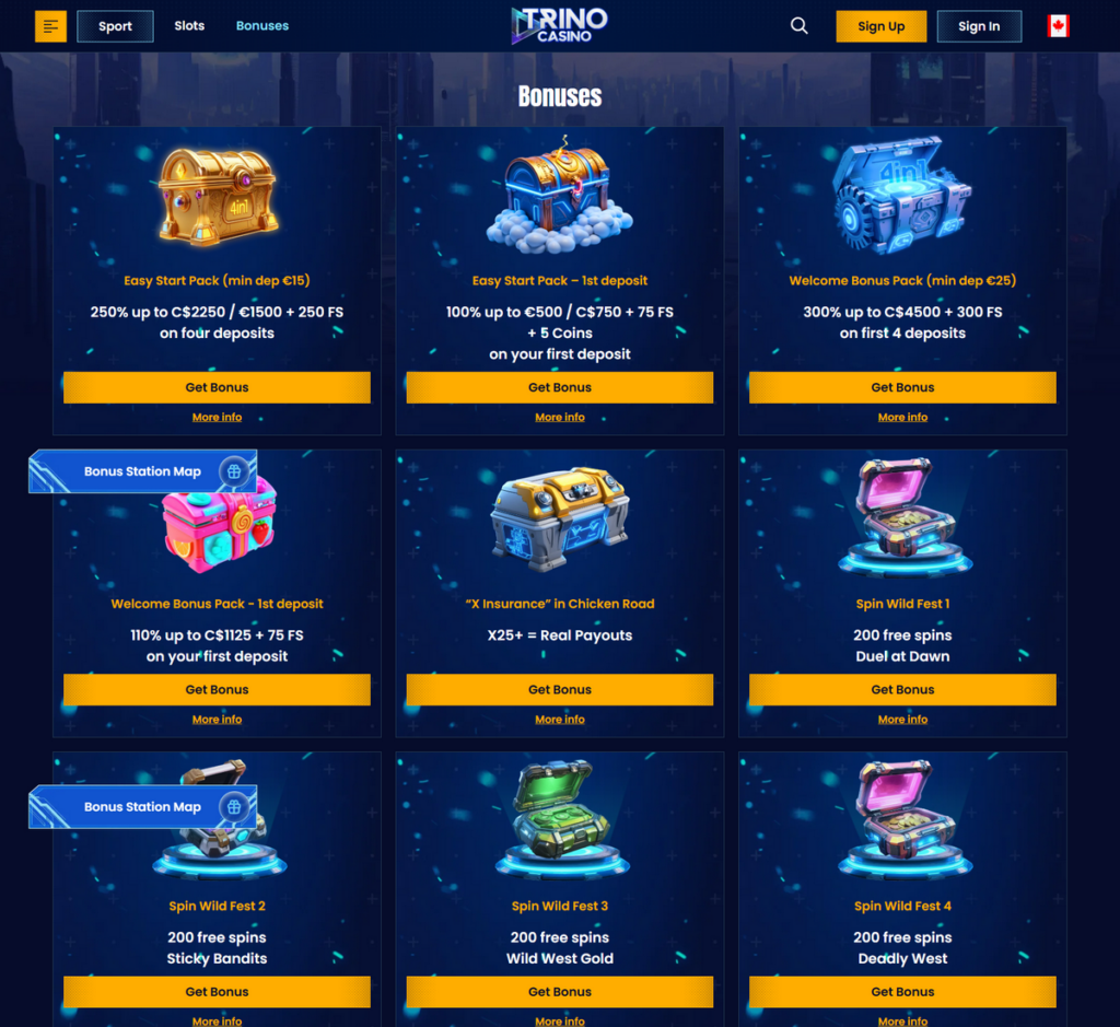 Trino Casino Desktop Preview 2