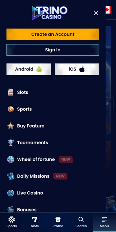 Trino Casino Mobile Preview 1
