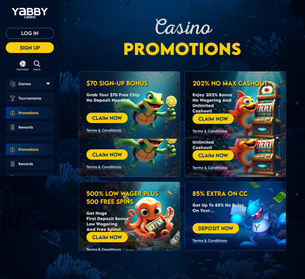 Yabby Casino Desktop Preview 2