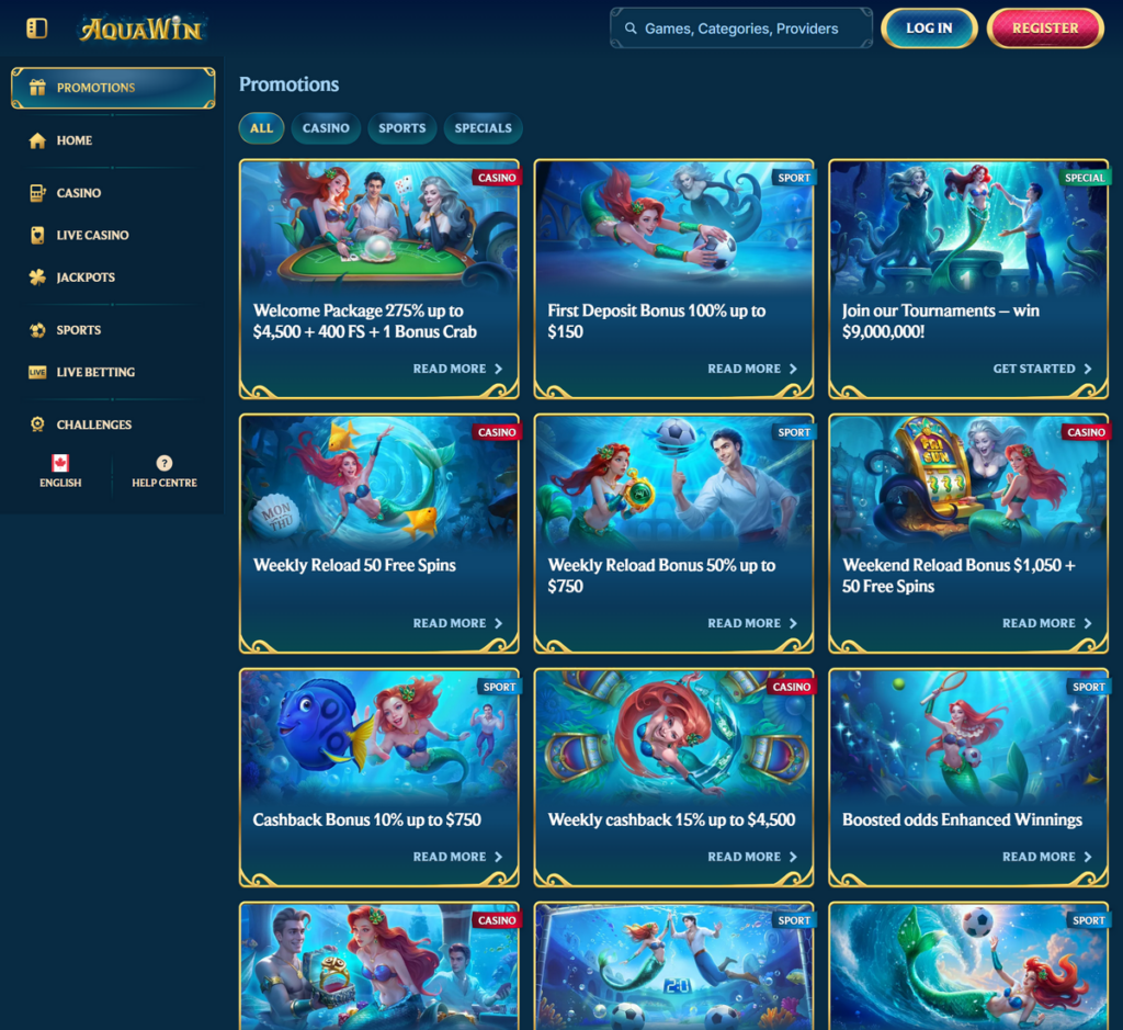 AquaWin Casino Desktop Preview 2