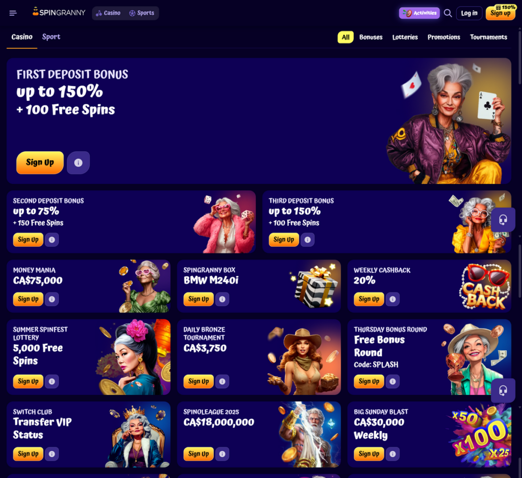 Spingranny Casino Desktop Preview 2