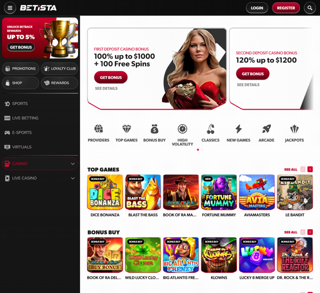 Betista Casino Desktop Preview 1