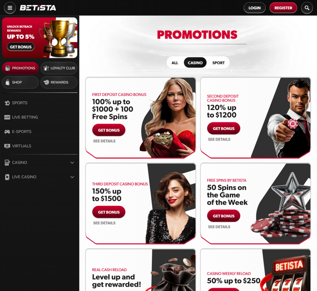 Betista Casino Desktop Preview 2