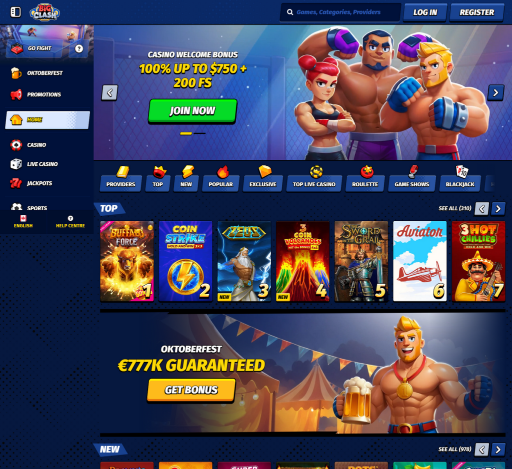 BigClash Casino Desktop Preview 1