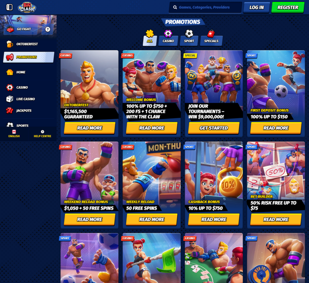BigClash Casino Desktop Preview 2