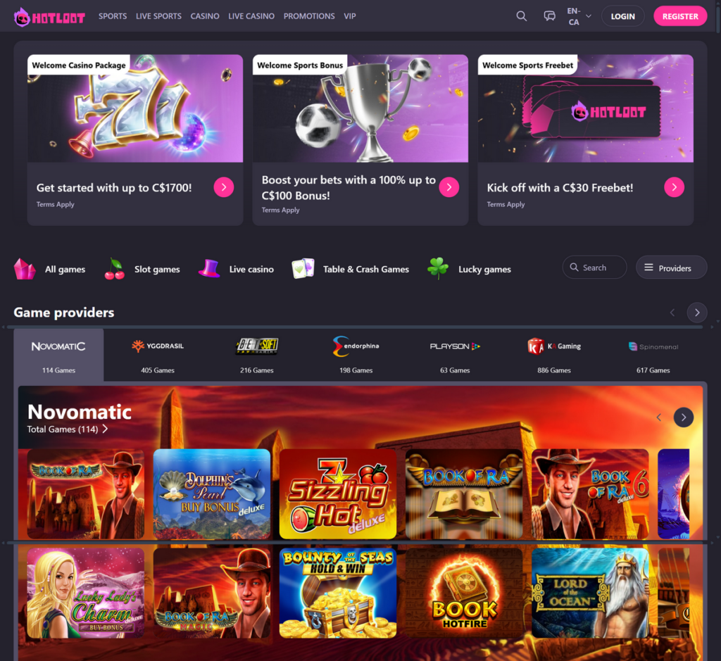Hotloot Casino Desktop Preview 1