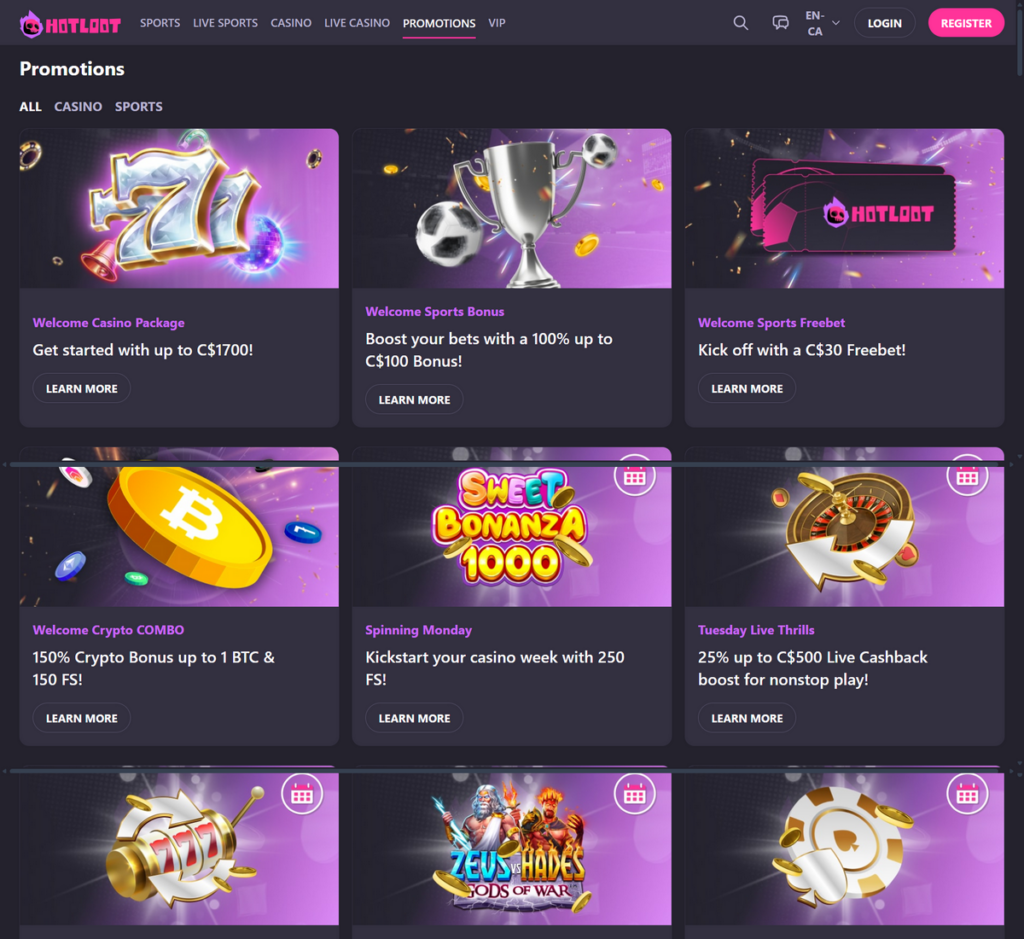 Hotloot Casino Desktop Preview 2