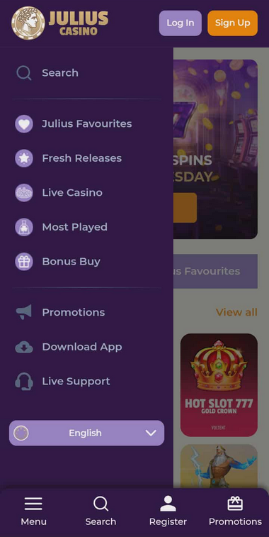 Julius Casino Mobile Preview 1