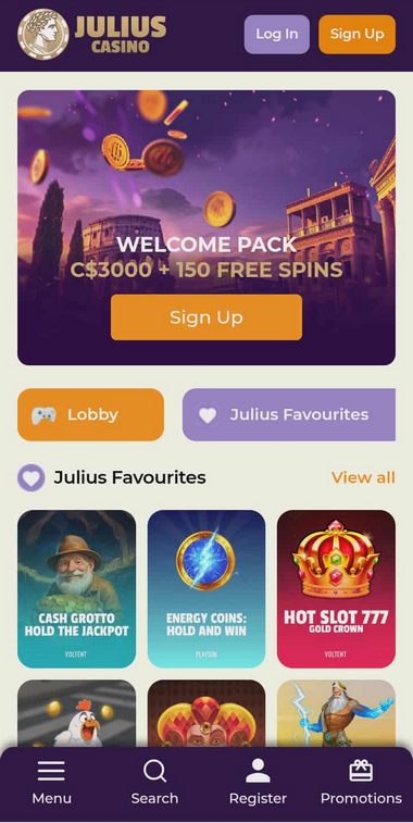 Julius Casino Mobile Preview 2