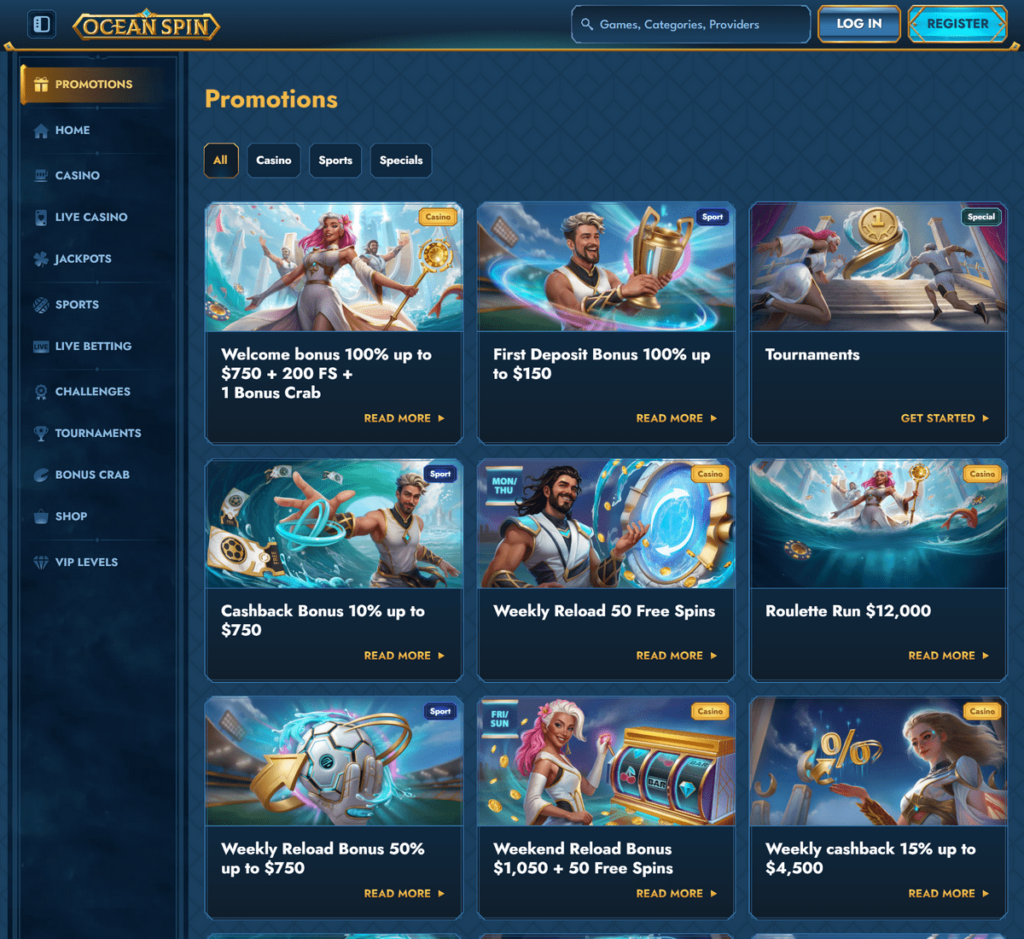 OceanSpin Casino Desktop Preview 2