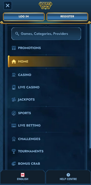 OceanSpin Casino Mobile Preview 1