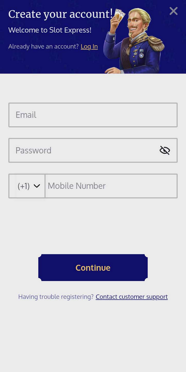 SlotExpress Casino Registration Process Image 1