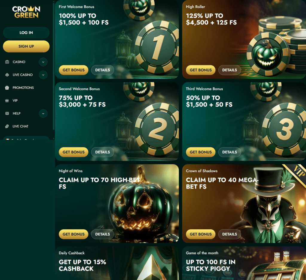 Crowngreen Casino Desktop Preview 1
