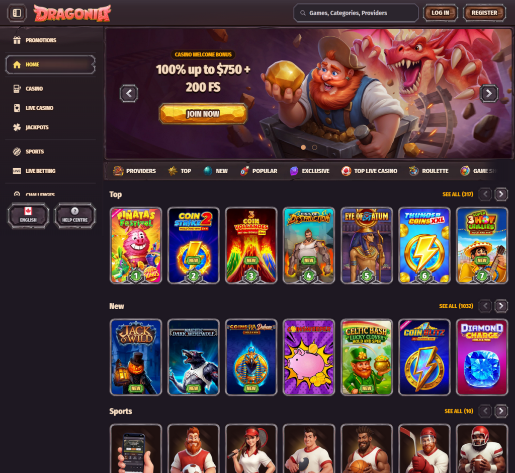 Dragonia Casino Desktop Preview 1
