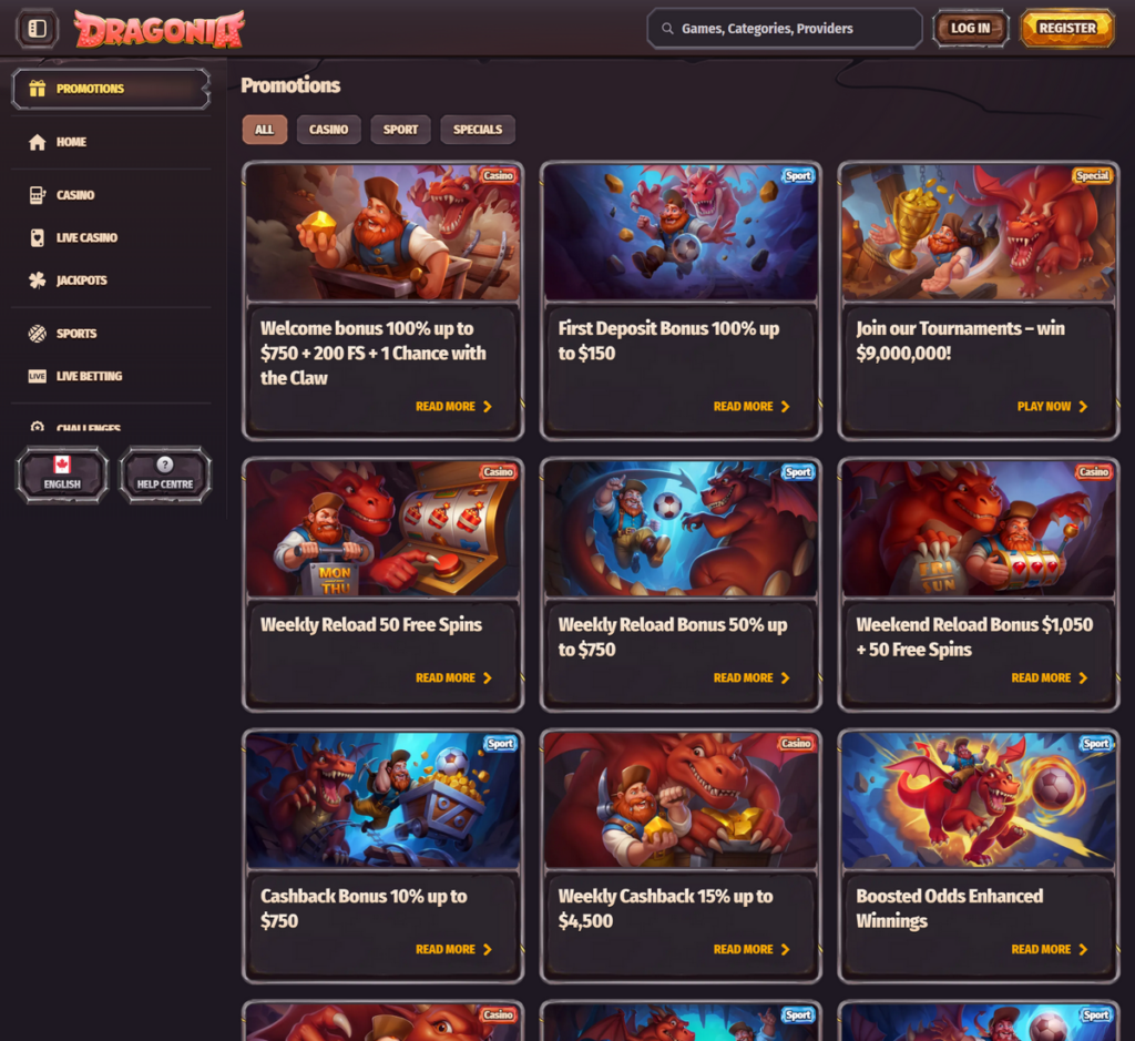 Dragonia Casino Desktop Preview 2