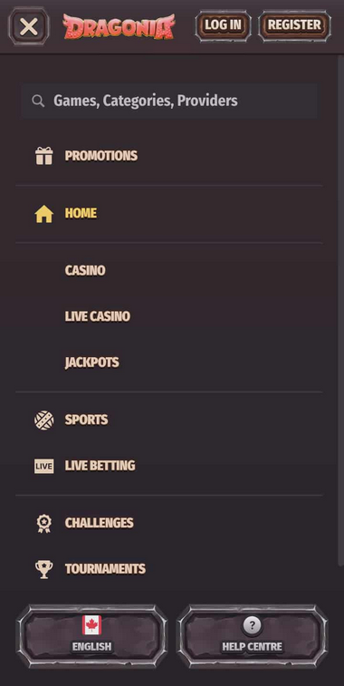 Dragonia Casino Mobile Preview 1