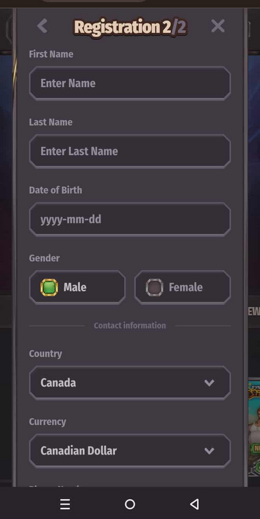 Dragonia Casino Registration Process Image 3