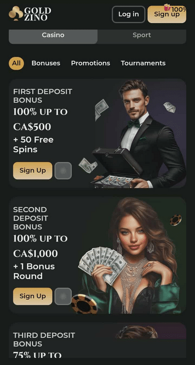 Goldzino Casino Mobile Preview 2