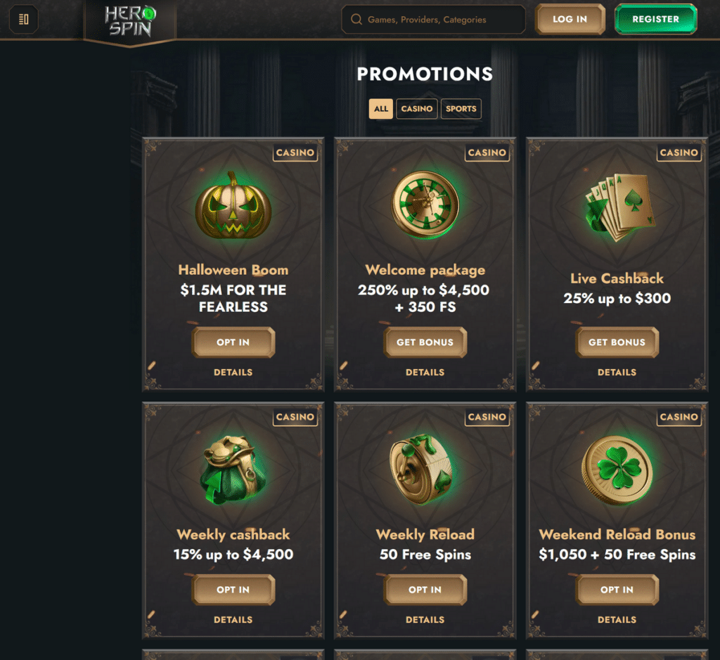 HeroSpin Casino Desktop Preview 2