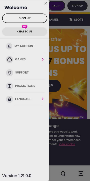 Jackpot Lounge Casino Mobile Preview 1