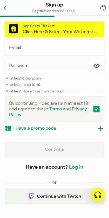 Mobile Casinos Registration Process Image 1
