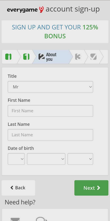 Everygame Casino Registration Process Image 2