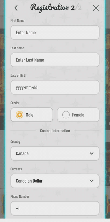 Wyns Casino Registration Process Image 3