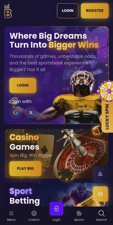 BiggerZ Casino Mobile Preview 2