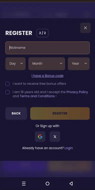 BiggerZ Casino Registration Process Image 2