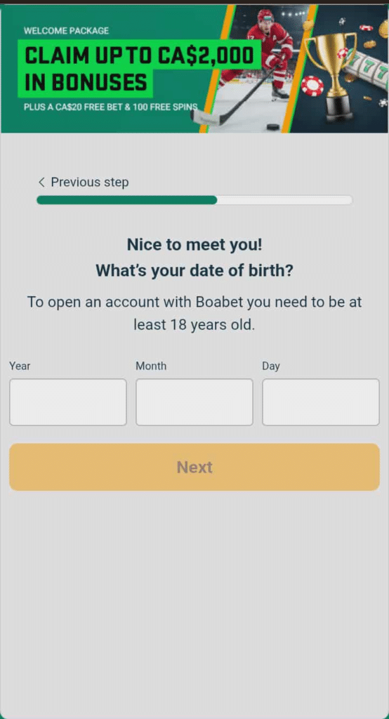 BoaBet Casino Registration Process Image 4