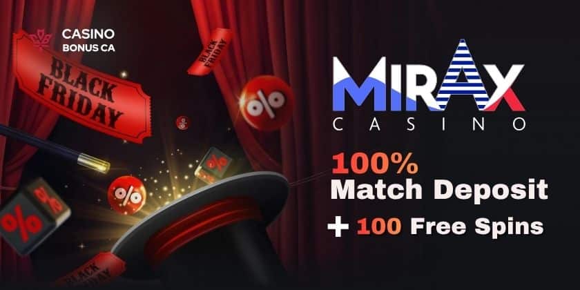 Mirax Casino 100% Match Deposit + 100 Free Spins