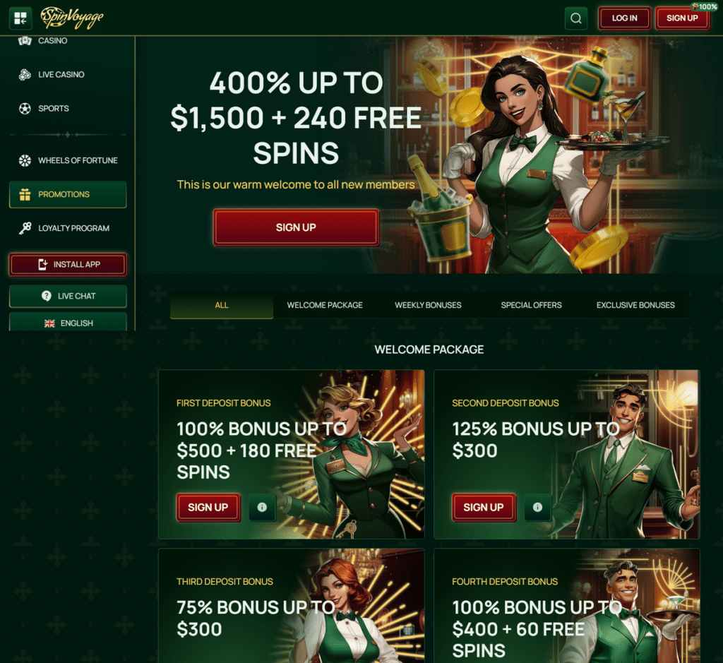 SpinVoyage Casino Desktop Preview 1