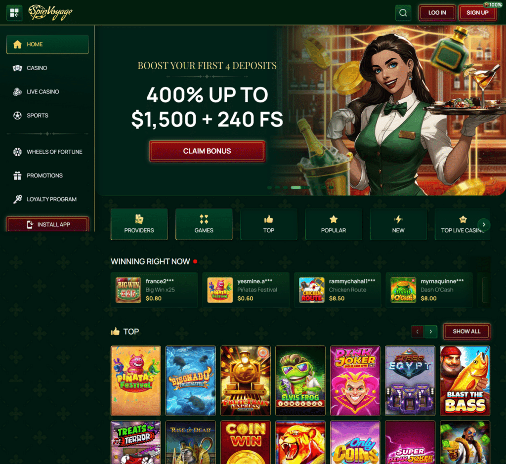 SpinVoyage Casino Desktop Preview 2