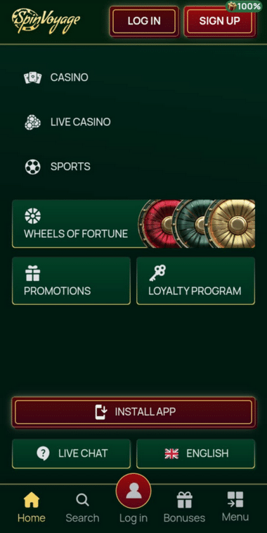 SpinVoyage Casino Mobile Preview 1