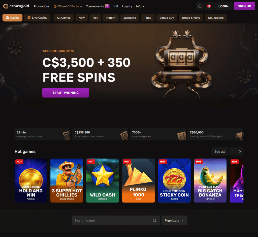 CrownGold Casino Desktop Preview 1