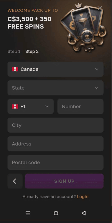 CrownGold Casino Registration Process Image 2