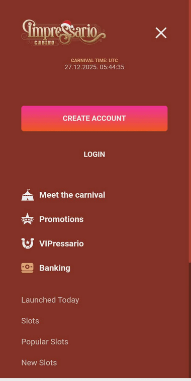 Impressario Casino Mobile Preview 1