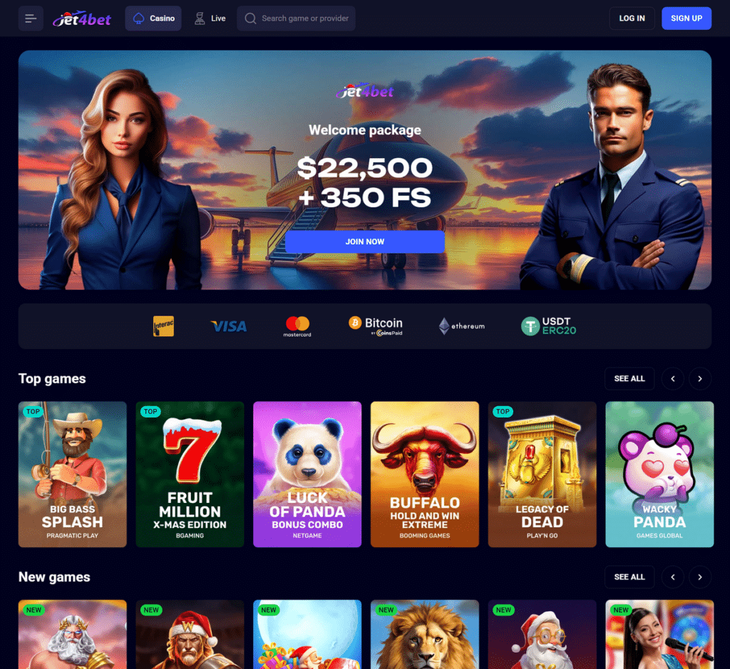 Jet4Bet Casino Desktop Preview 1