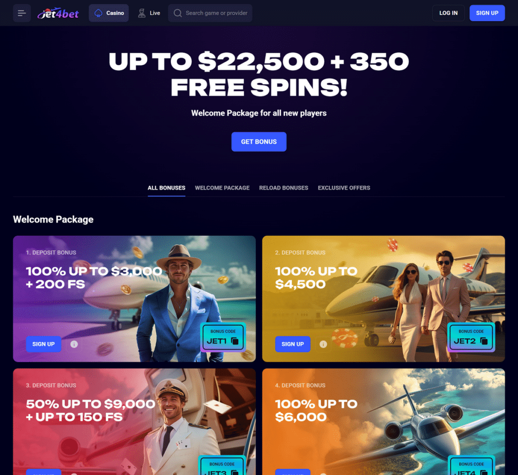 Jet4Bet Casino Desktop Preview 2