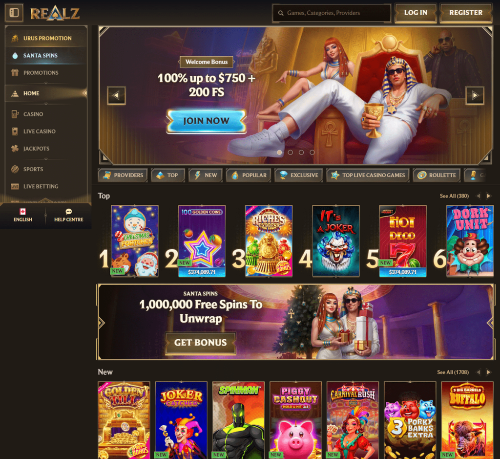 Realz Casino Desktop Preview 1