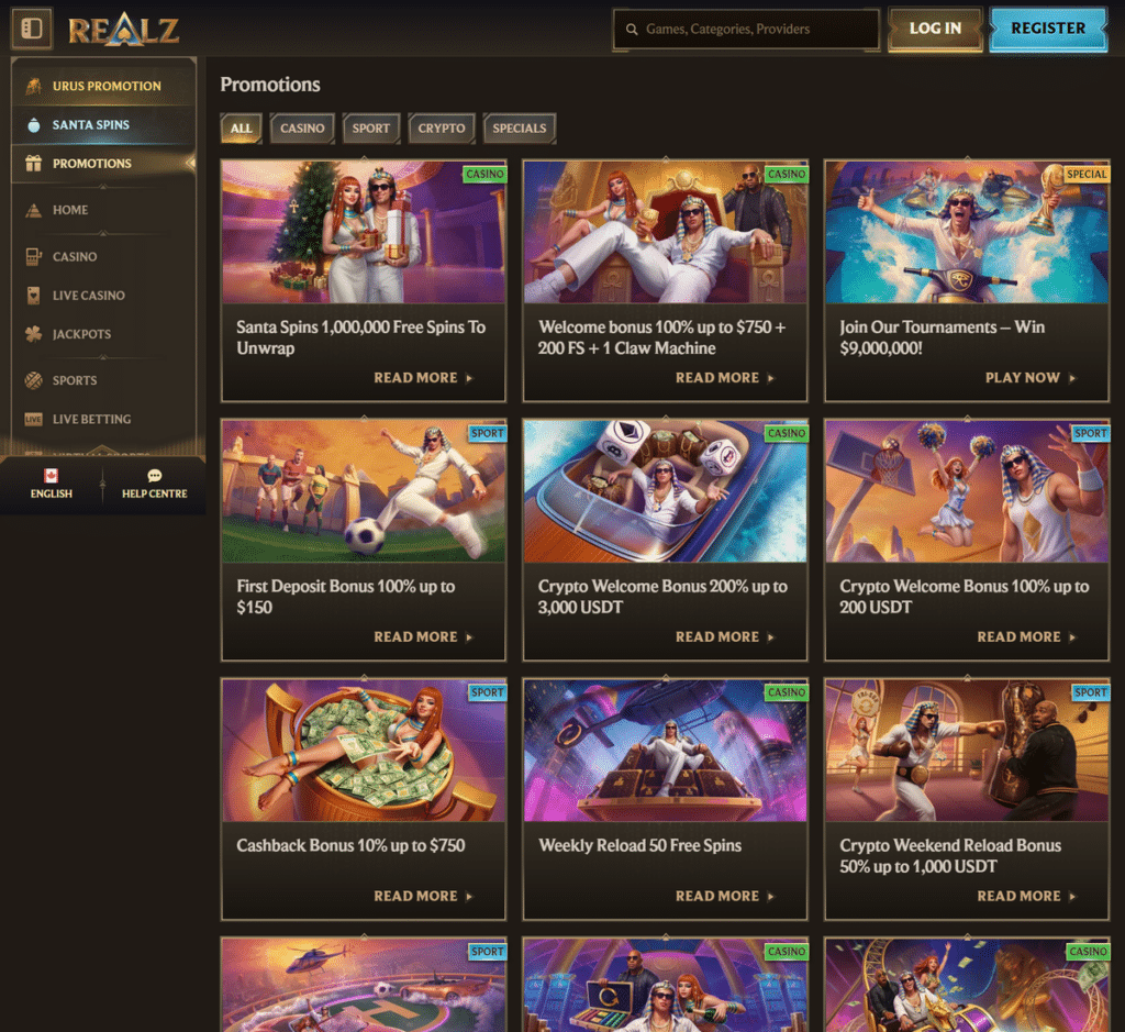 Realz Casino Desktop Preview 2