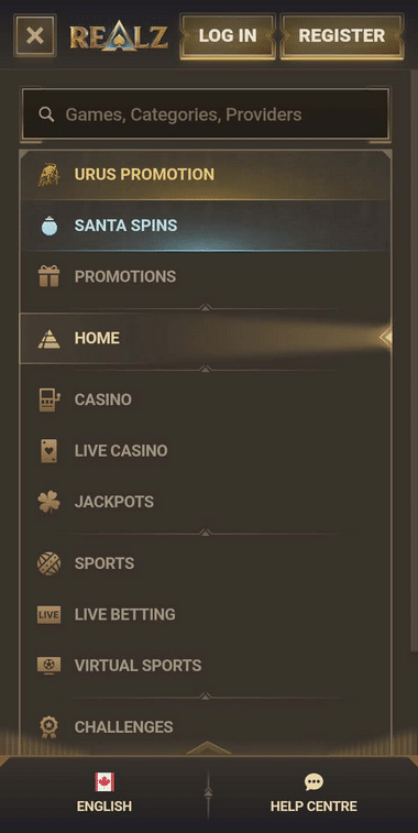 Realz Casino Mobile Preview 1