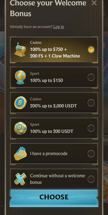 Realz Casino Registration Process Image 1