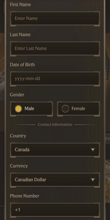 Realz Casino Registration Process Image 3