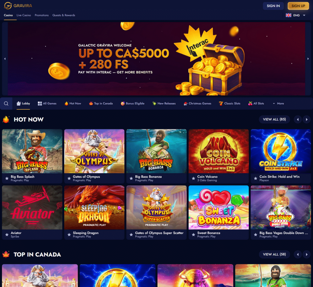 Gravira Casino Desktop Preview 1